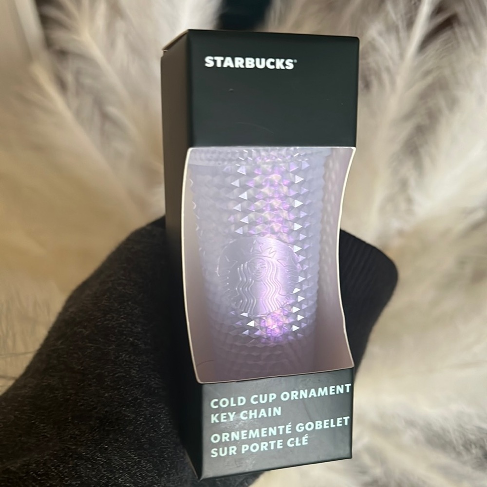 Starbucks icy white studded ornament
